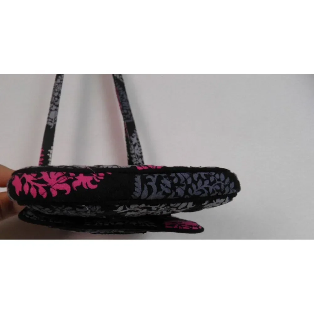Vera Bradley Quilted Black/Gray/Pink Small Crossbody Purse Adjustable Strap‎ Zip